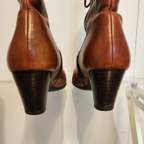 Brown Born Congac Leather Lace-Up Boots - Picture 8 of 11